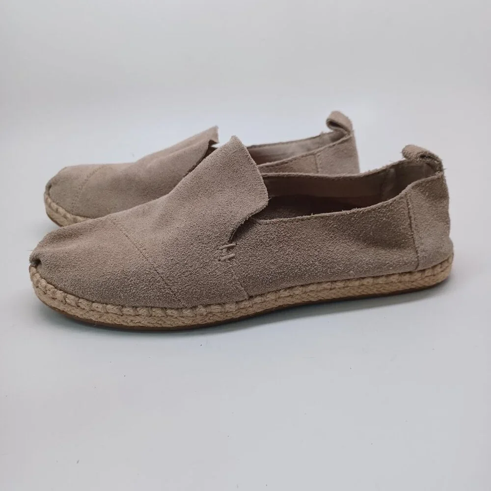 Toms Suede Flats Espadrilles Slip On‎ Loafer Neutral Tan Womens 6.5